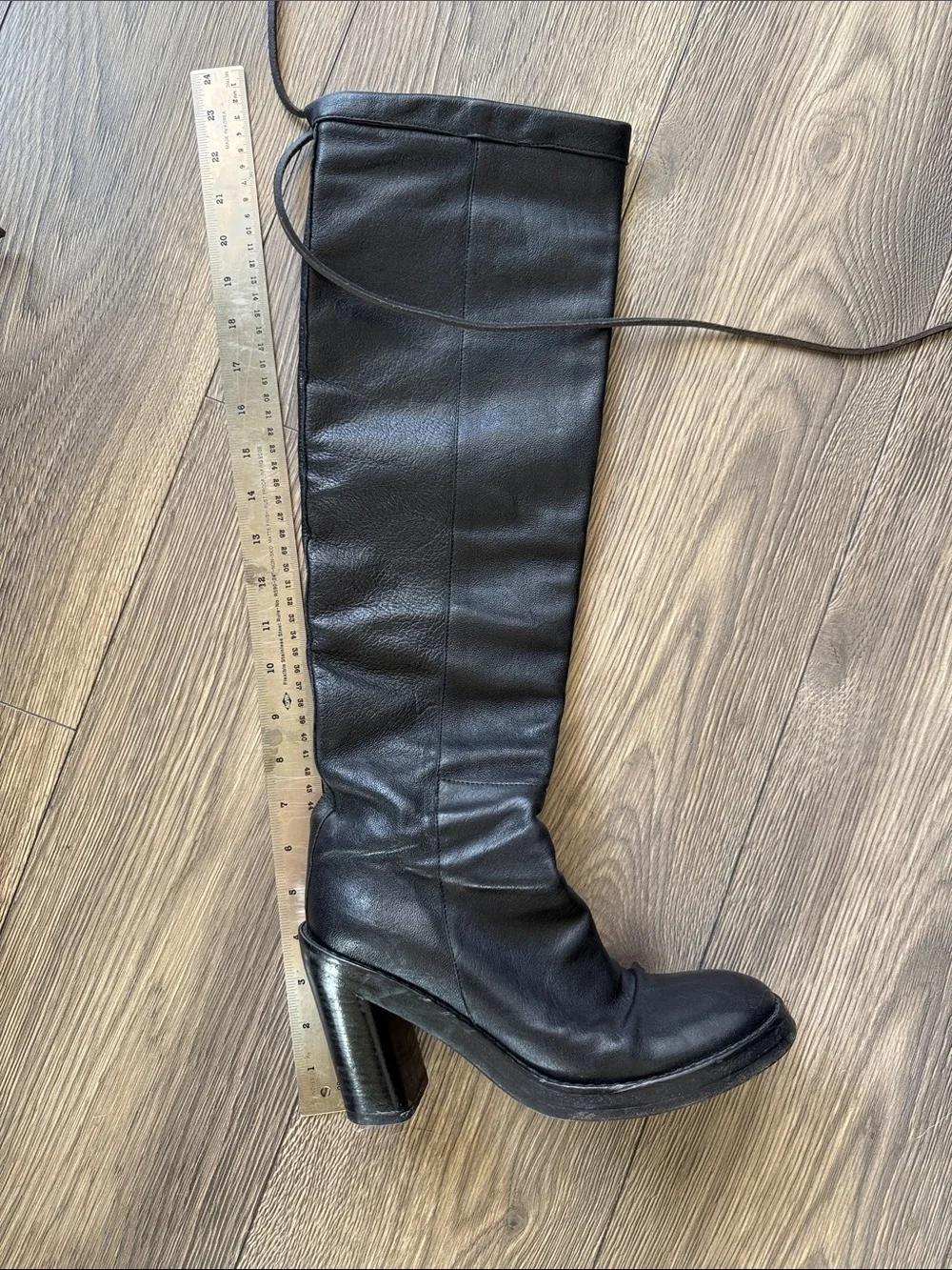Ann Demeulemeester Black Leather Knee High Boots Archive Goth Avant Garde